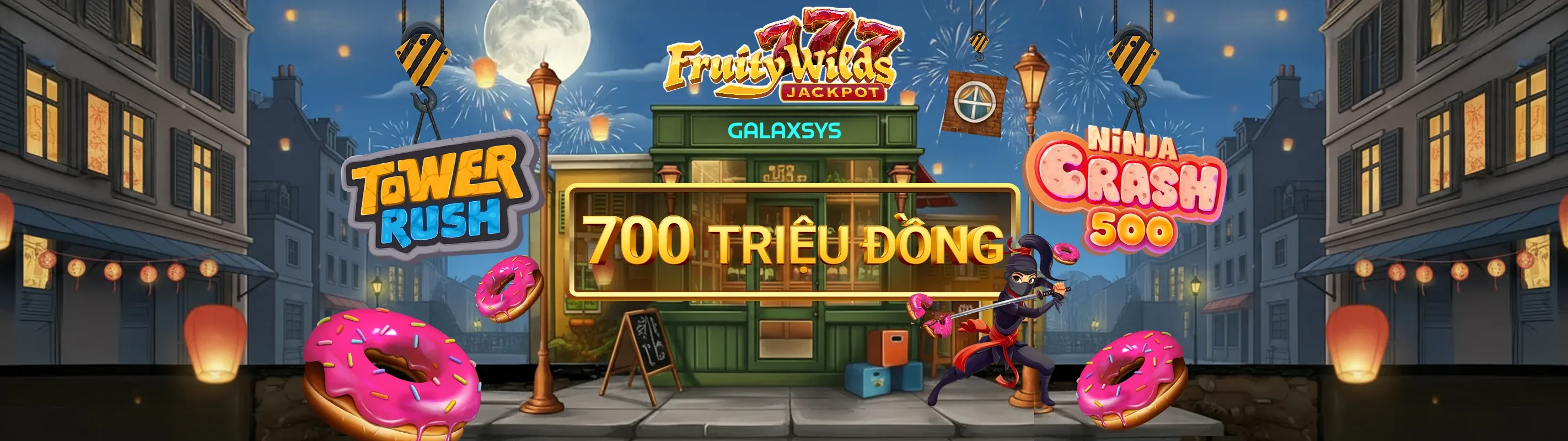 Hình ảnh chính sòng bạc trực tuyến NA99 Nổ Hũ với ánh sáng neon xanh vàng